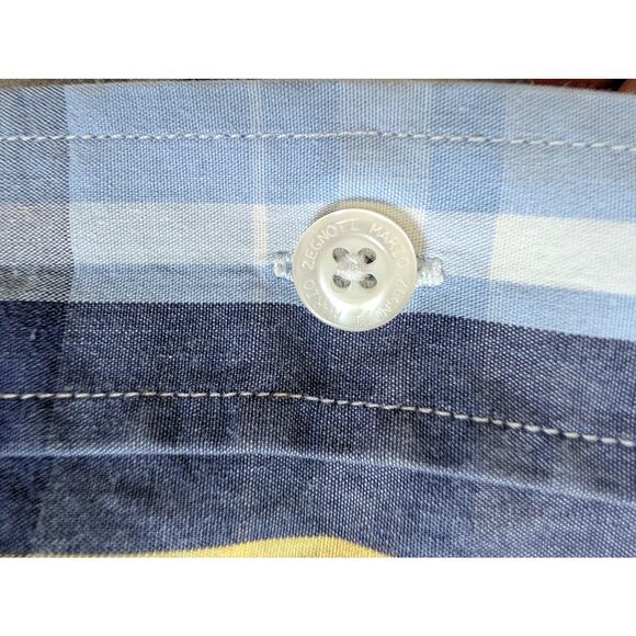 Mario Zegnoti Poplin Shirt Men L* Check Button Down Long Sleeve Contrast Trim - Picture 6 of 13